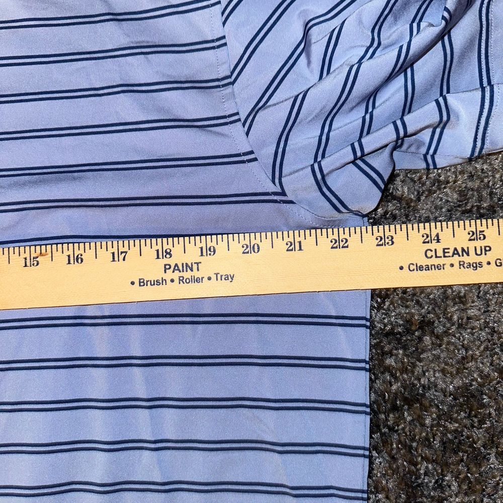 UNTUCKit Mens Polo Shirt Blue Size L Cronos Double Stripe Short Sleeve - Picture 7 of 8
